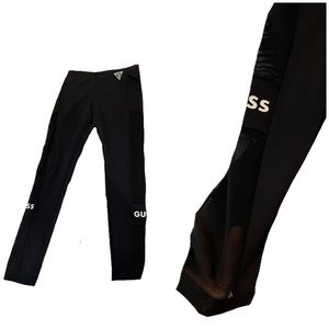 Black workout leggings with mesh design